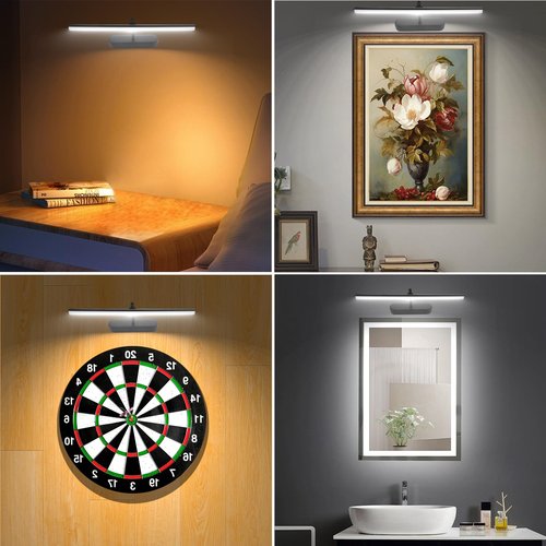 RAIFOOLLY Picture Light,3AA Battery Wall Lights,Wireless Art Lights for Paintings,Remote Control Accent Light with Timer and Dimmable for Frame,Portrait,Mirror-Black
