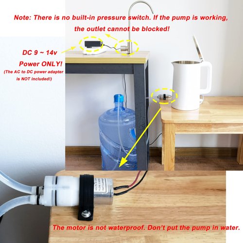 CrocSee DC 12V Mini Food Grade Self Priming Diaphragm Fresh Water Transfer Pump 1.3LPM, Replacement Pump for Ice Maker, Coffee Machine, Water Dispenser