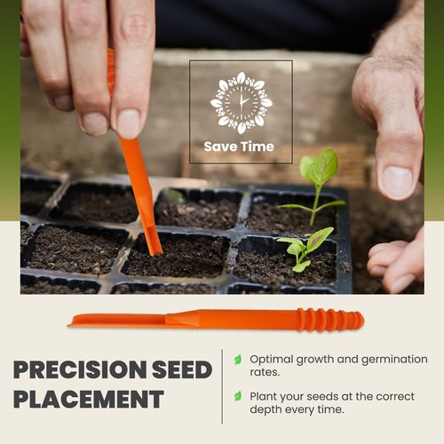 Dibby Seed Sowing Garden Tool Dibber Planter Transplanter β Sow Seeds at the Right Depth β Easily Transplant Delicate Seedlings (Little Dibby) Green