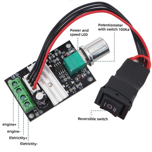 RioRand 6V 12V 24V 28V 3A 80W DC Motor Speed Controller PWM Speed Adjustable Reversible Switch 1203BB DC Motor Driver Reversing