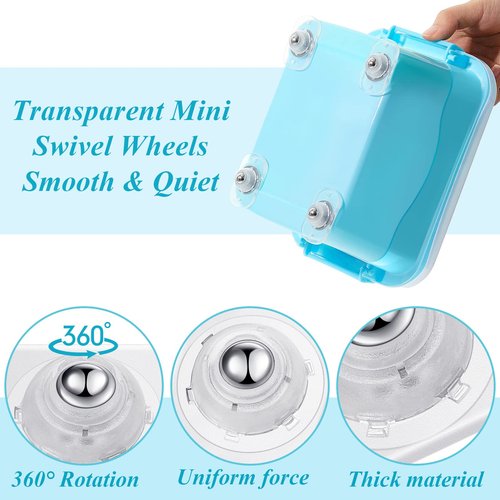 Honoson 16 Pcs Self Adhesive Caster Wheels Appliance Rollers Appliance Sliders for Kitchen 360° Swivel Universal Wheel Mini Small Kitchen (Clear with 1 Steel Ball Style)