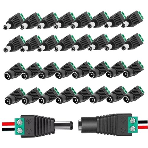 MOUNTTU 32PCS 12v Plug Connector, 5.5mm X 2.1mm Male and Female DC Barrel Connectors for LED Strip CCTV Security Camera Cable Wire Ends Barrel Adapter 12v Plug