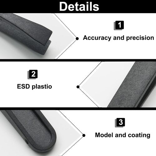 Qjaiune 10Pcs Flat Tip Plastic Tweezers, Anti-Static & Anti-Magnetic Tweezers, Precision Tweezers Set for Crafts Electronics, DIY, Repair Tool (4.6 Inch, Black, 93308)
