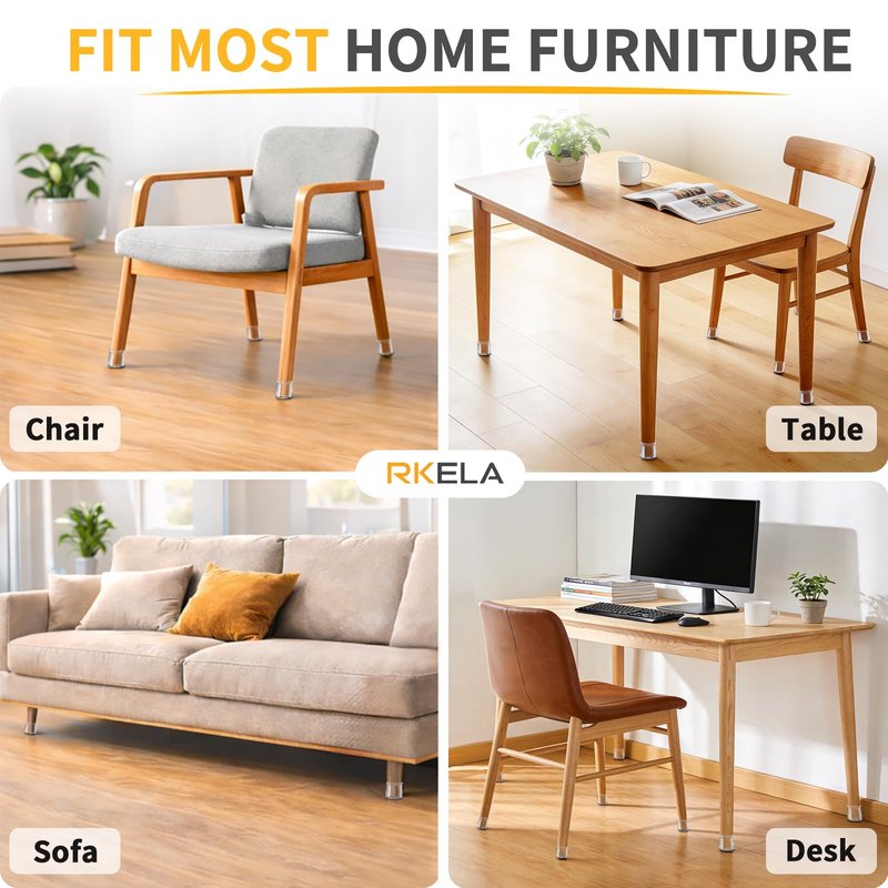 RKELA 48 Pack Chair Leg Floor Protectors, Furniture Feet Protectors for Hardwood Floors,Silicone Caps with Felt Pads, Anti-Scuff Reduce Noise(Fit:1-5/16" to 2")