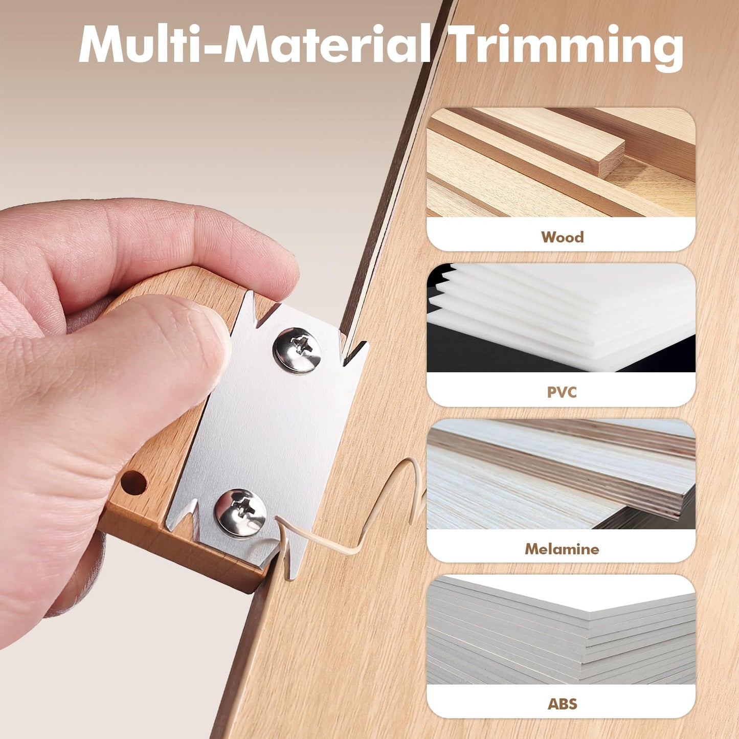 DRAXZOR Edge Banding Trimmer, 2025 Upgraded Wood Edge Band Cutter with Wooden Handle and Stainless Steel Blade, Professional Veneer Edge Trimmer Tool for Woodworking, Veneer, PVC