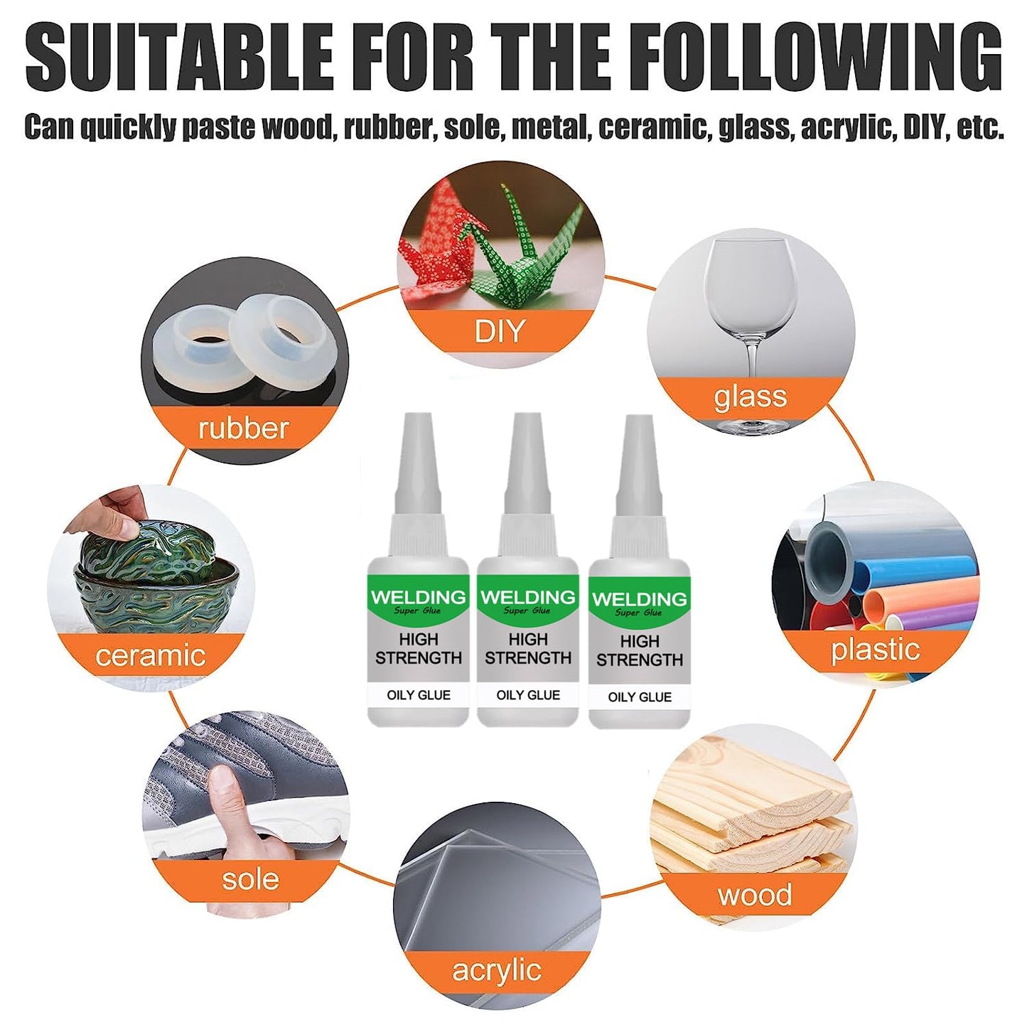 150ML Welding High-Strength Oily Glue, Jue-Fish Multifunctional Glue, Universal Super Glue, Instant Bonding, Strong Adhesion, Repairs Last Long Time for Metal, Wood, Ceramics,Leather, Glass (3PCS)