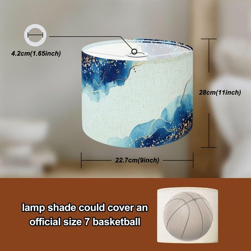 Lampshade Set of 2 White Blue shades watercolor fluid painting Drum Lampshades For Table Lamp Floor Lamps Replacement Lamp Shades Easy Assembly Required
