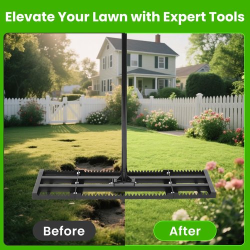32"x 10" Lawn Leveling Rake for Soil, Sectional Adjustable Handle Yard Rakes for Lawns Heavy Duty, Landscape Rake Suitable for Landscaping Golf Course, Sand, Gardens, Farm and Ranch