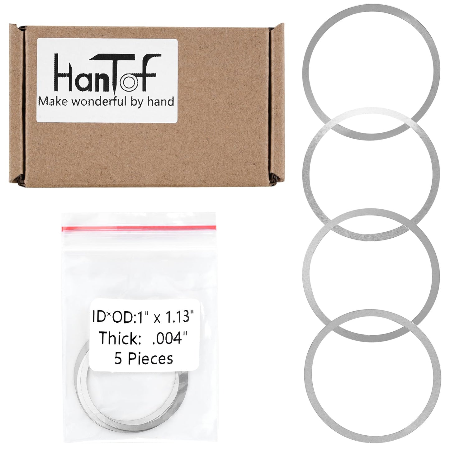 Barrel Nut Shim Kit, Barrel Shim Nuts Free Float Spacers Adjustment .001” .002” .003” .004” Thickness (20 Pack)