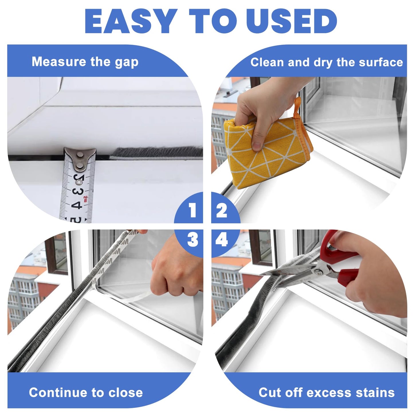 33 Ft Gray Self-Adhesive Weather Stripping - Soundproof, Draft Stopper for Doors & Windows | 0.35" W x 0.2" T