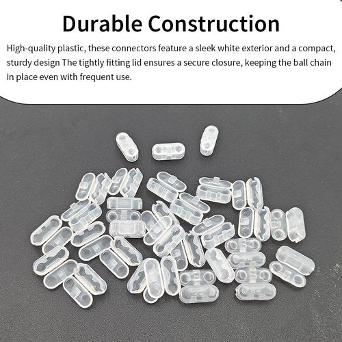 Acoeitl 30Pcs Clear Plastic Ball Chain Connectors Beaded Chains Pull Connector for Roman Rollers Blinds Cord Ceiling Fans Window Chains Shade Clip Connectors Decor Chain Repair