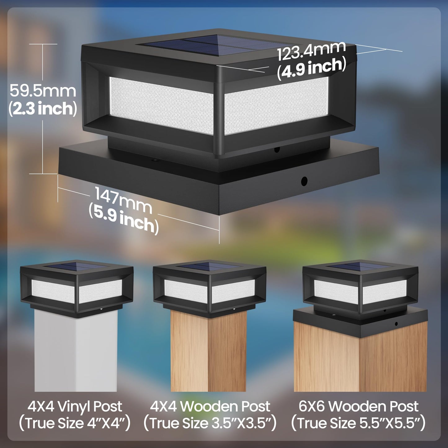 Mlambert 12 Pack Solar Powered Post Cap Lights Outdoor for 4x4/6x6 Wood/Vinyl Posts, Waterproof Deck Fence Patio Porch Light Cool/Warm Lighting, Black
