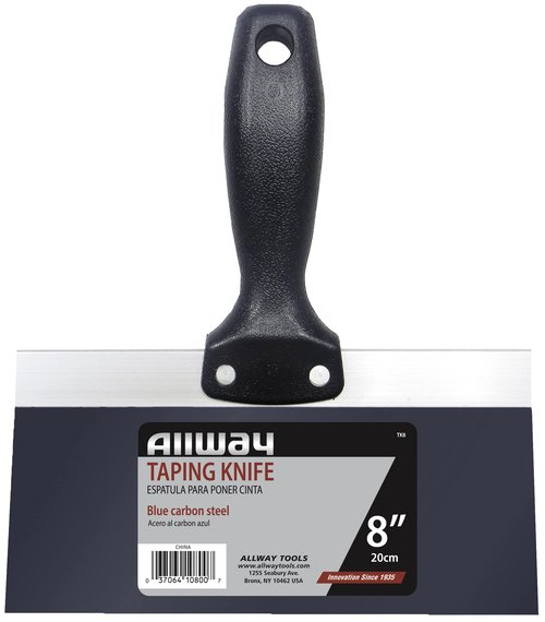ALLWAY TK8 Textured Grip Blue Carbon Steel Taping Knife, 8"