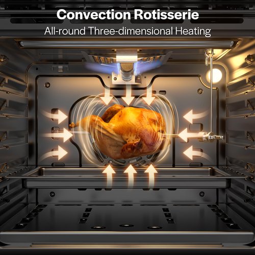 Empava 24" Single Gas Wall Oven with Bake Broil Rotisserie Functions with Mechanical Controls and Built-in Timer and Convection Fan in Stainless Steel