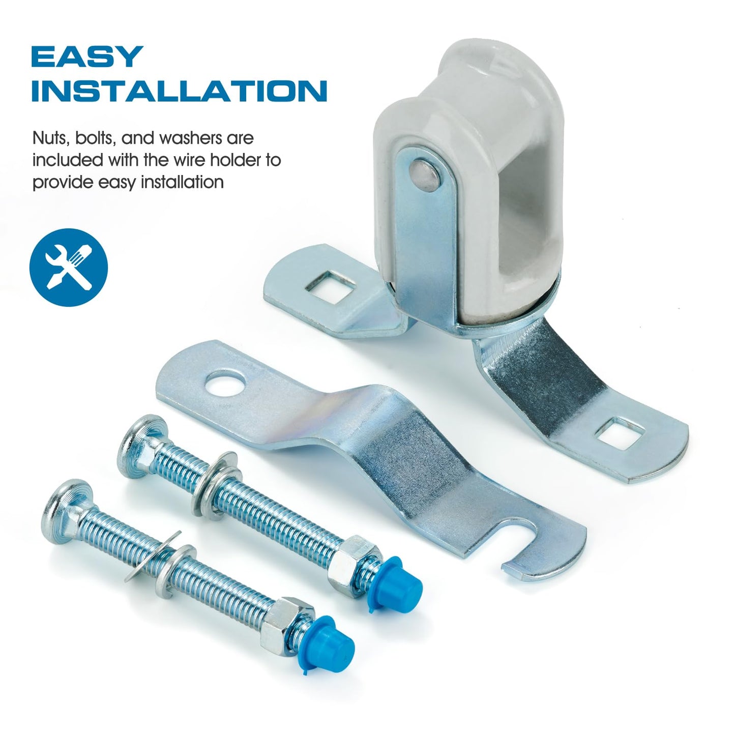 HIBUMFX Heavy Duty Wire Holder, Porcelain Insulator with Adjustable Bracket, 1-1/4" - 3" (1)