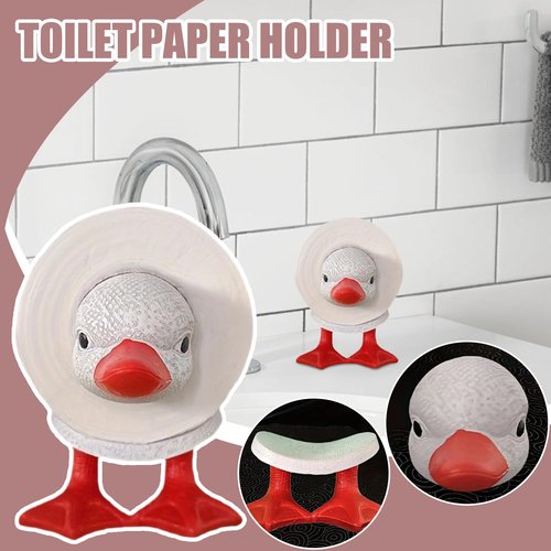 Toilet Roll Holder - Toilet Paper Holder | Cute Duck Shaped Toiletpaper Holders | Bathroom -Standing Tissue Rack Aesthetic Accessory for Restroom, Apartment, Hotel, Under Cabinet and Others