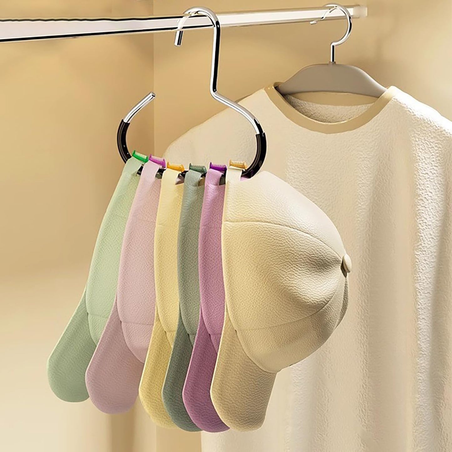 2 Pack Hat Organizer for Baseball Caps, Hat Rack for Caps Scar Handbag Stainless Steel Hat Hangers for Closet