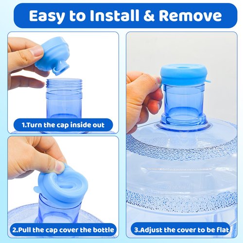 Myvision Reusable 3-5 Gallon Water Jug Caps, Secure Cap for Water Dispenser,No Spill Silicone Replacement Cap,Suitable for bottle mouths with diameters ranging from 1.89 to 2.16 inches (5)