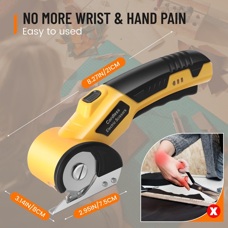 Electric Scissors, Cardboard Cutter, With LED Light, High-Efficiency Brushless Motor, 2000mAh Battery, Tungsten Steel Blade, Suitable for Cloth, Cardboard, Carpet Wire Rope Cutters Orange