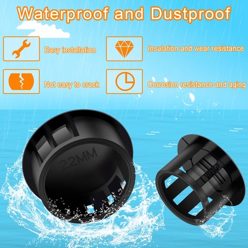 200Pcs Nylon Hole Plug Set (9 Sizes: 1", 7/8", 3/4", 5/8", 1/2", 3/8", 5/16", 1/4", 1/5") - Plastic Hole Plugs, Assorted Sizes, Precision Fit End Caps for Cabinets & Furniture (Black)