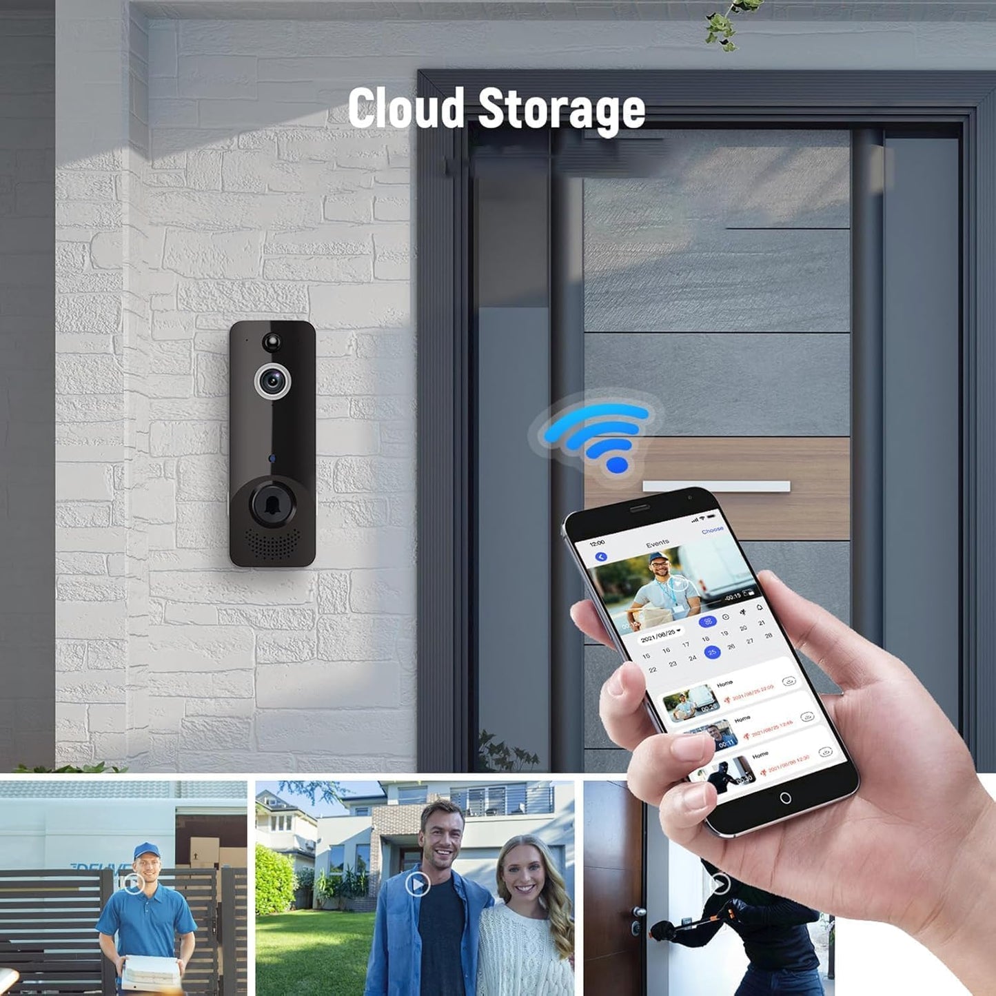 Safe Doorbell, Safe Doorbell Camera Wireless, Safedoorbell, Smarter Way to Protect Your Home, Wireless Wi-Fi Video Doorbell, 1080p SmartWireless Video Doorbell Camera Chime(M50 Black)