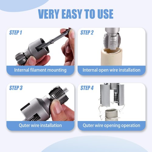 2PCS Integrated Internal & External Pipe Threading Tool,Pipe Sizes Rethreading Tool Pipe Thread Cutting Tool for Electric Drill (1/2"+3/4")