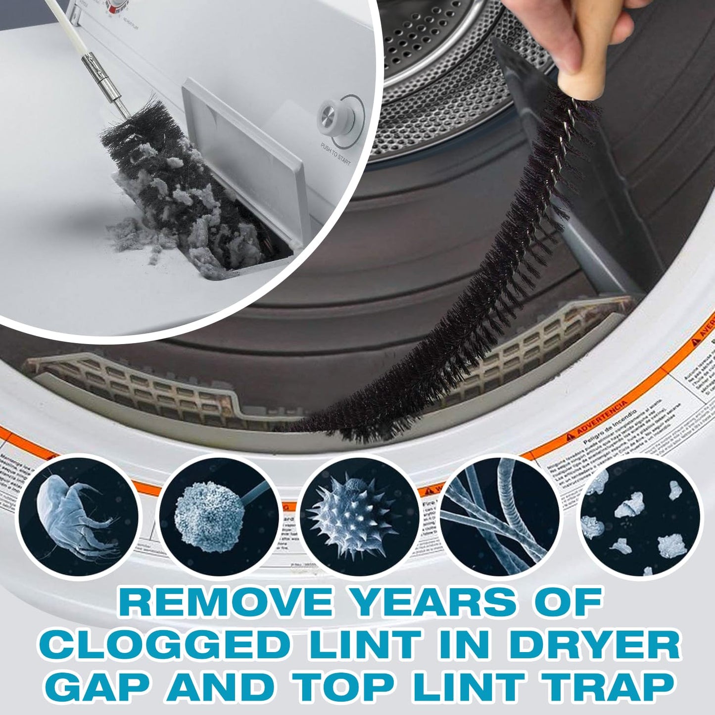 Sealegend 37-Piece 33-Feet Dryer Vent Cleaner Kit, Dryer Cleaning Tools, Omnidirectional Dryer Lint Vacuum Attachment, Dryer Vent Brush, Universal Vacuum & Dryer Adapters (Blue)