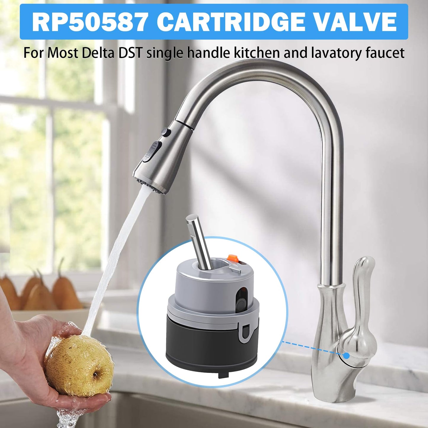 RP50587 Delta Cartridge Valve Replacement for DST Single Handle Kitchen and Lavatory Faucets Repair Parts Universal Delta Faucet Diamond Seal Technology Single Handle Valve Cartridge with Allen Wrench