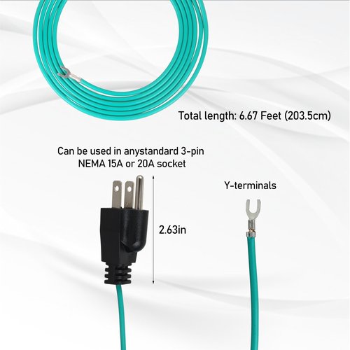 Shielded Ethernet Patch Panel Bond Ground Extension Cord for NEMA 5-15P 3 Prong Plug-6.5FT