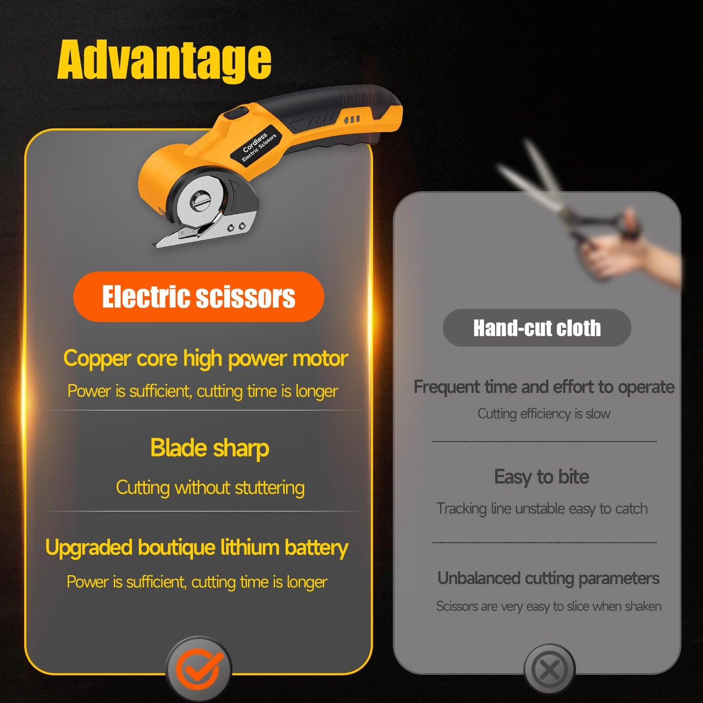 Electric Scissors Cardboard Cutter with LED Light .2000mAh 4V High Efficiency Motor High Speed Steel Blade Convenient Operation Fabric Cutter Box Cutter spare blade
