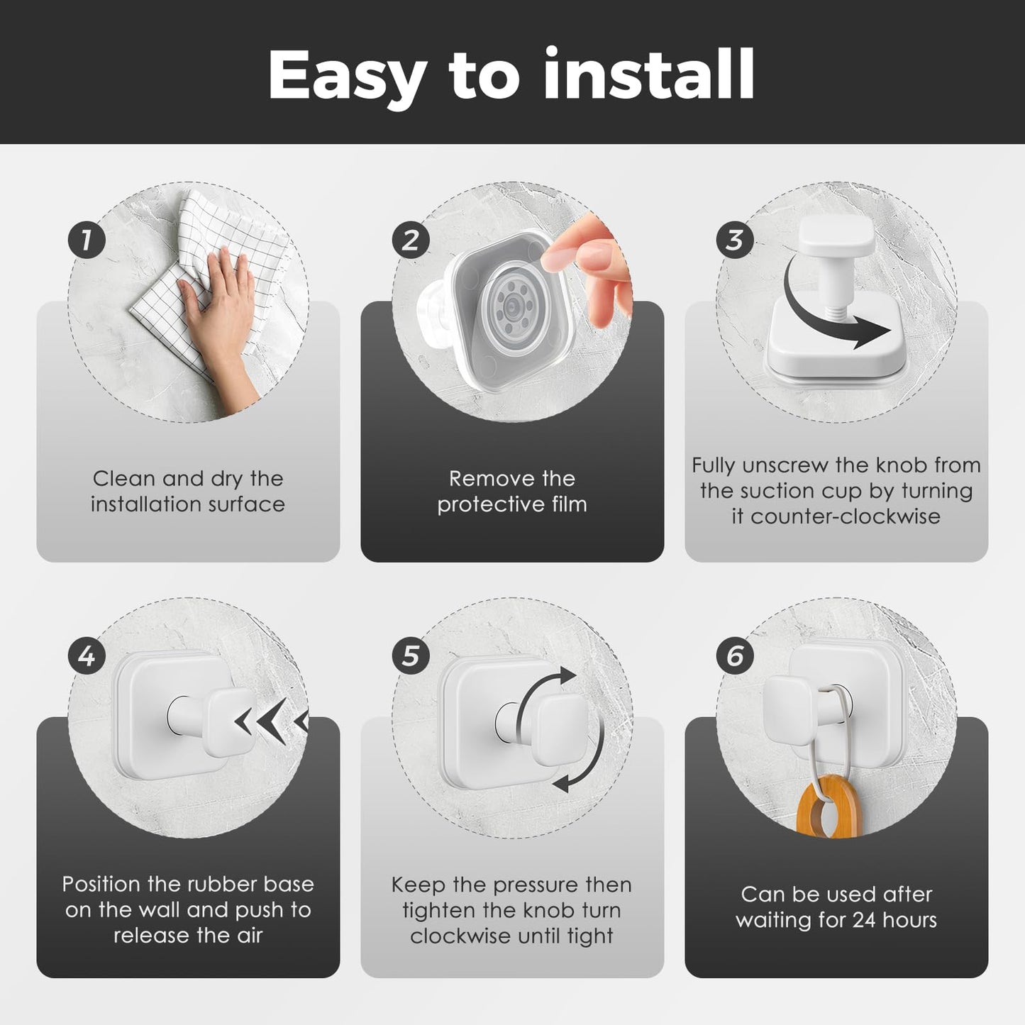WingWider Shower Hooks for Inside Shower,Reusable Suction Cup Hooks for Glass Window,Mirror,Removable Towel Hooks for Bathroom,2 Pack(White)