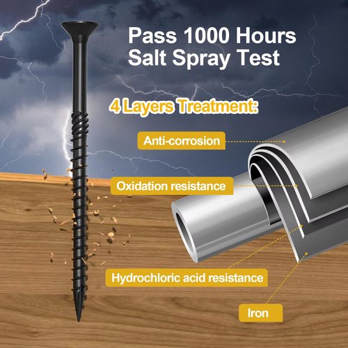 VGBUY Deck Screws 4 inch,Heavy Duty Exterior Wood Screws,Torx Drive Head Deck Screw Black Rust Resistant Epoxy Coated,Long Outdoor Decking Screws with Star Bit,for Fence,Timber (43pcs)