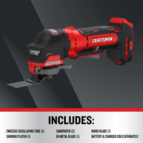 CRAFTSMAN V20 Cordless Oscillating Tool, Multi-Tool, Up to 19,000 OPM, Bare Tool Only (CMCE565B)