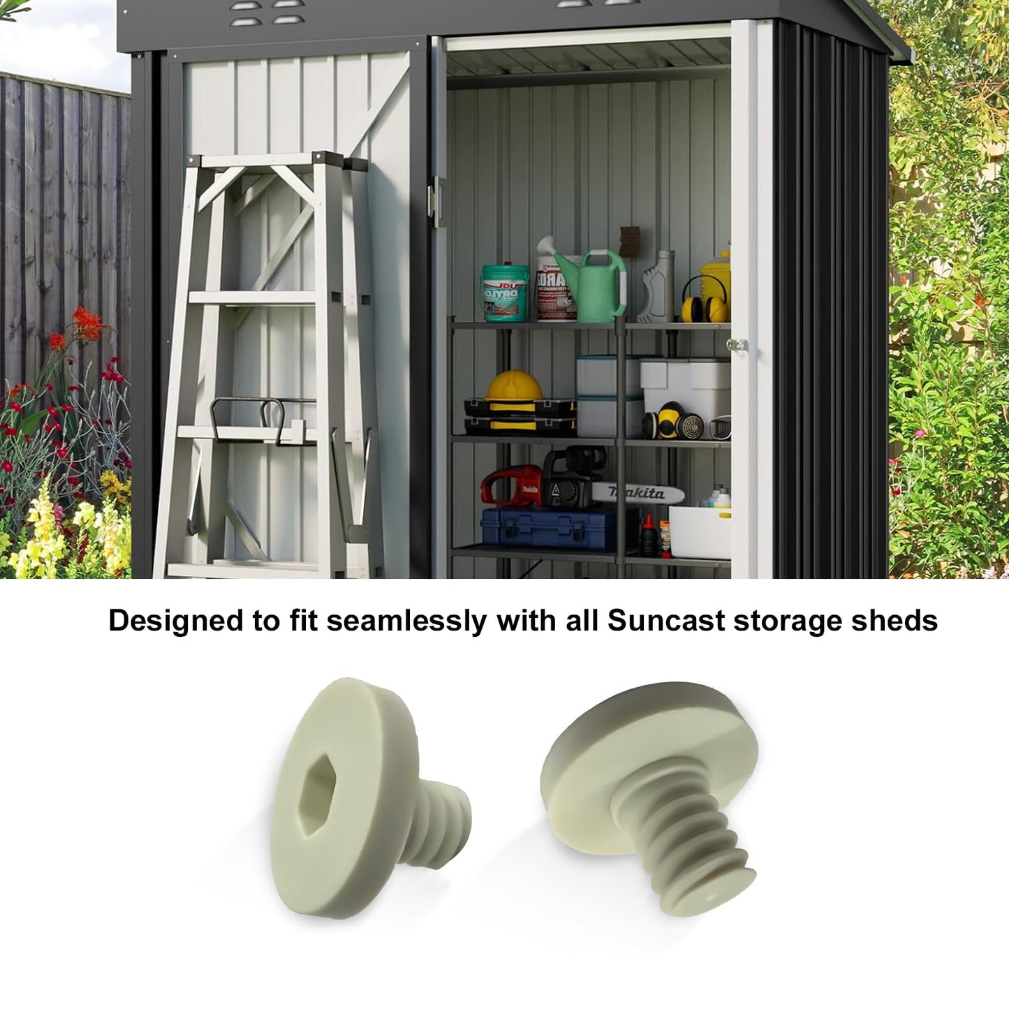 8 PCS Replacement Bolts Compatible with Suncast Storage Sheds for Suncast/Craftsman Resin Storage Sheds, Replacement Screws Compatible with Suncast Storage Sheds Shed Accessories (8, White, 3/8)