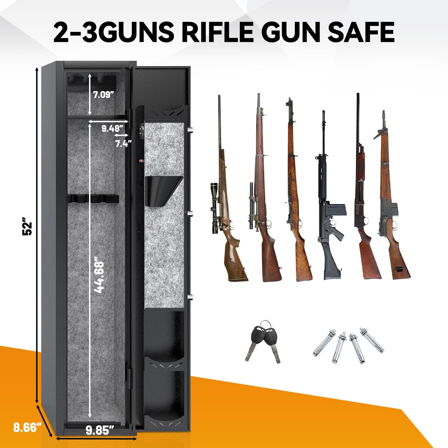 2-3 Gun Safe,Gun Safe for Rifles and Pistols,Rifle Safe,Gun Cabinet,Gun Safes for Home Rifle and Pistols,Gun Cabinet for Rifles and Shotguns,Gun Safes & Cabinets
