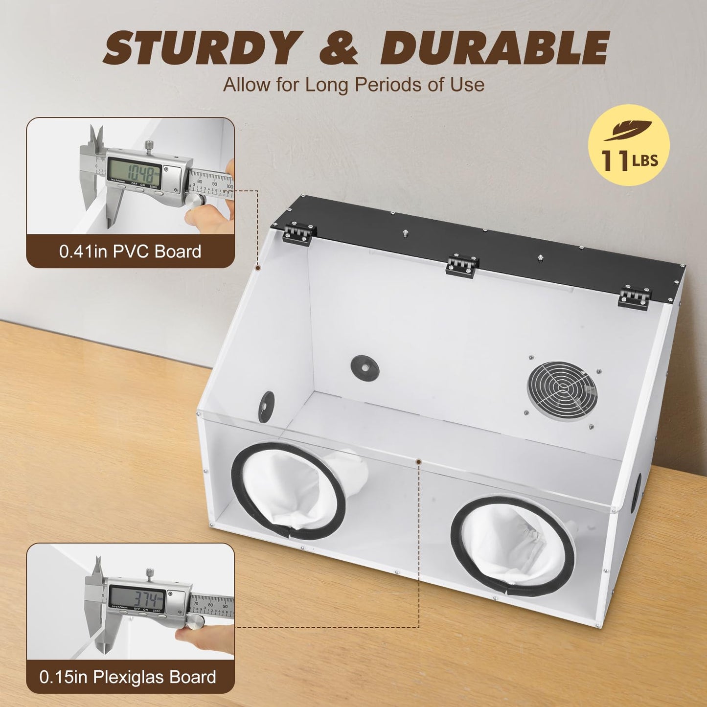 2 Holes Dust Box, Fully Enclosed Dust Cover Grinding Table Polisher Dust Box, Acrylic Electric Grinding Table Polisher Cover with Led Light & Fan For Table Polisher