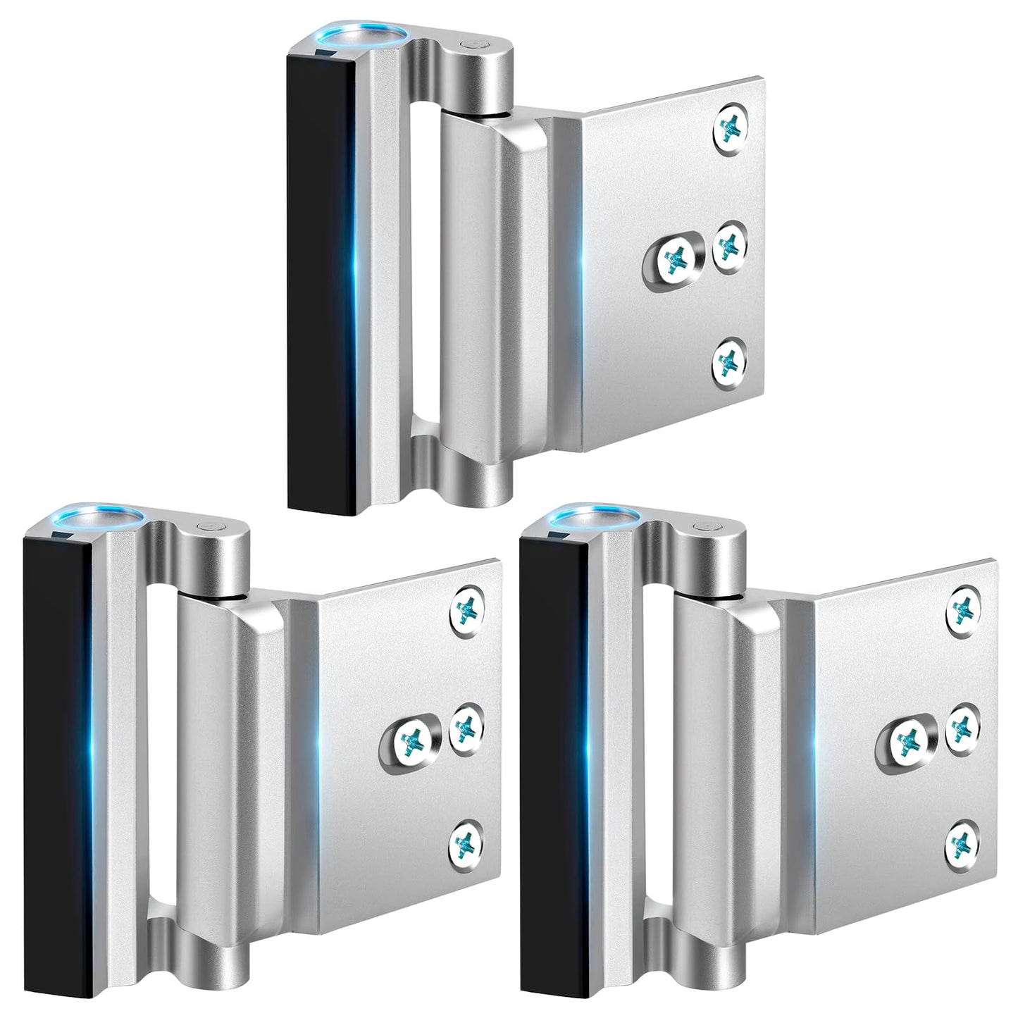 Home Security Door Lock 3 Pack Metal Door Reinforcement Lock for Kids Safety Top Front Door Child Proof Safety Lock Defend High Security Door Locks Latch Withstand 800lbs for Inside Swing Door Chain