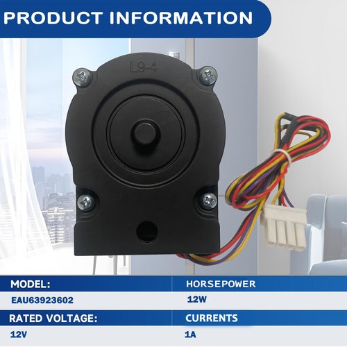 EAU63923602 Refrigerator Condenser Fan Motor Replacement for LG ODM-001F-4B Freezer Evapoartor Fan Motor Assembly DC 12V Fridge Cooling Radiator Freezer Parts