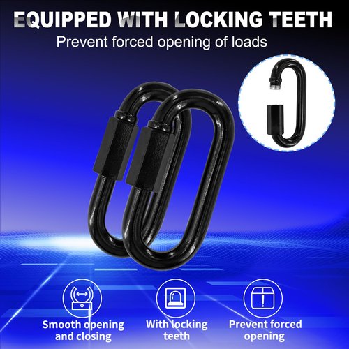 50PCS 2Inch Quick Links,3/16"Black Chain Link Connector,with Heavy Duty Galvanized Steel,Locking Carabiners for Connecting Hammock, Key Chain, Pet Leash,Gym,Camping 650 Lbs