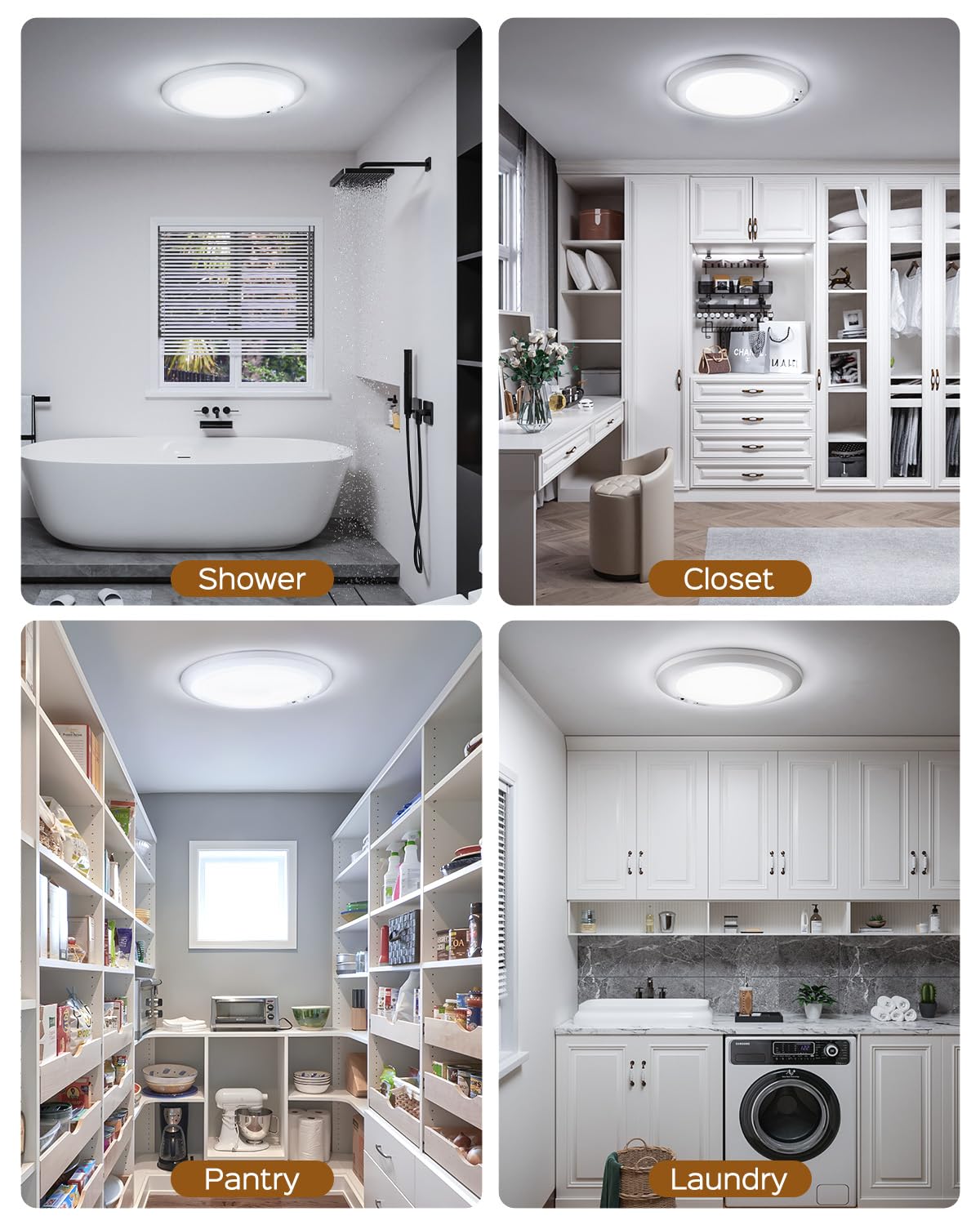 JACKYLED New Upgraded Rechargeable Motion Sensor Ceiling Light With Remote Control,10000mAh Battery Operated Closet Light,Magnetic LED Shower Lights,Ceiling Lamp for Bathroom Pantry Shed Hallway Porch