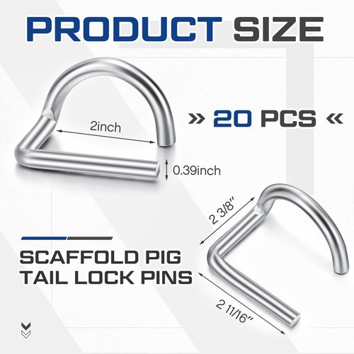 MorningRo 20 Pcs Pig Tail Pin 2'' Scaffolding Gravity Locking G Scaffolding Pins for Steel