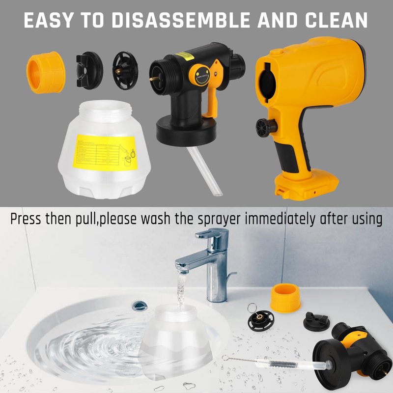 WaxPar Cordless Paint Sprayer Compatible with Dewalt 20V Battery, 200W HVLP Paint Gun 18V Paint Sprayer with Brushless Motor, 4 Copper Nozzles for DIY Fence Chairs Painting