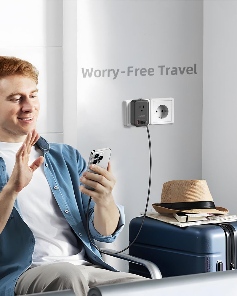 PAEWOK Travel Adapter PD 20W, Mini Universal Travel Adapter with 1 AC Outlet and USB Fast Charging, Ultra Thin International Plug Adaptor for US to European UK Italy Spain New Zealand (Type C G A I)