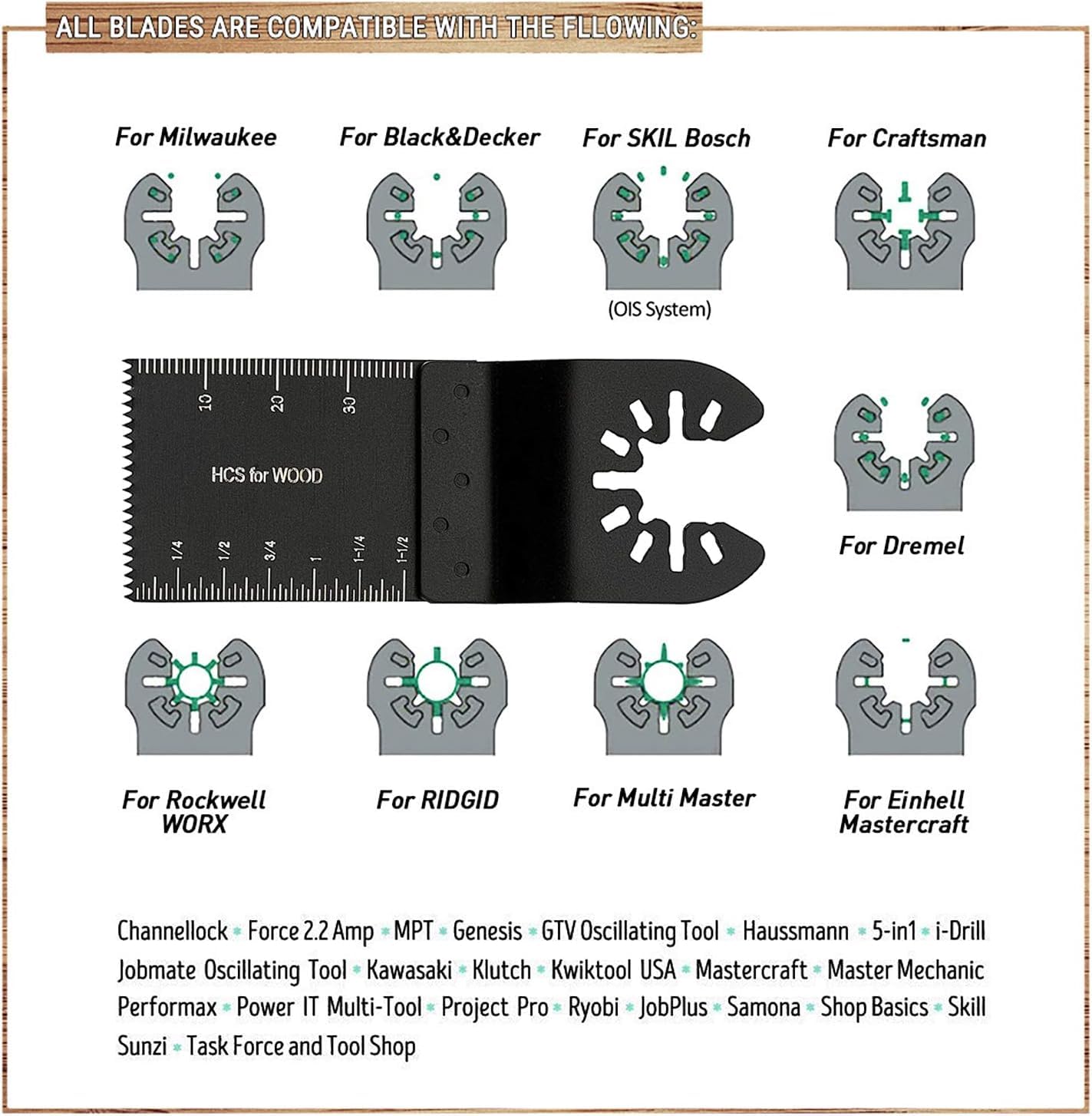 10Pcs Oscillating Saw Blades, High Carbon Steel Multitool Blades, Universal Oscillating Tool Blades, Professional Fast Cutting for Wood Metal Plastics