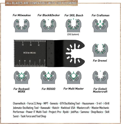 10Pcs Oscillating Saw Blades, High Carbon Steel Multitool Blades, Universal Oscillating Tool Blades, Professional Fast Cutting for Wood Metal Plastics