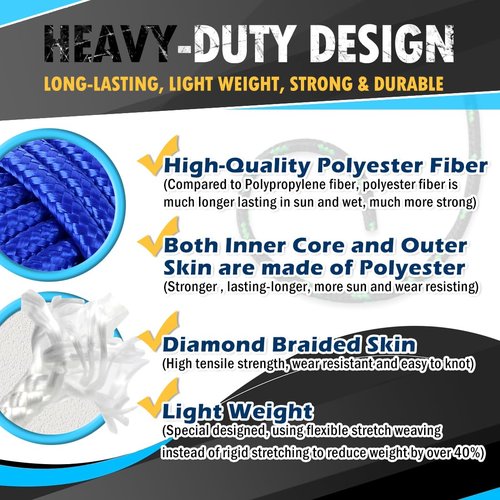 PerkHomy 90 ft 1/4 inch (7mm) Nylon Poly Rope Flag Pole Polypropylene Clothes Line Camping Utility Good for Tie Pull Swing Climb Knot (White)