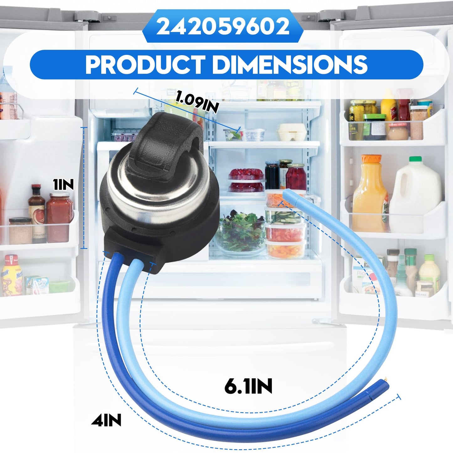 242059602 Defrost Thermostat Fits for Frigidaire, Electrolux, Gibson, Kelvinator, Westinghouse Refrigerator, Replace Part Number 242059602 PS6448036