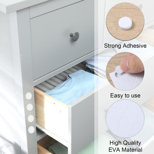 TIESOME 360pcs Furnigear Felt Pads, 0.3 in White Round Furniture Protectors Cabinet Drawer Doors Bumpers Self Adhesive Thick Bumper to Protect Surfaces for Drawers