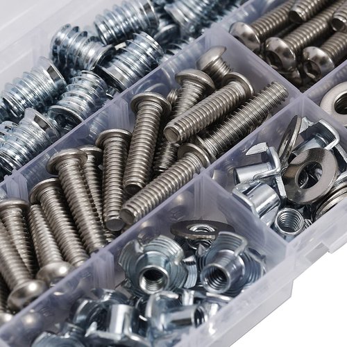 Reegoo 1/4-20 Threaded Inserts for Wood T Nuts 1/4-20 Bolts Fully Threaded Button Head Hex Socket Screws 1" 1-1/4" and Washers