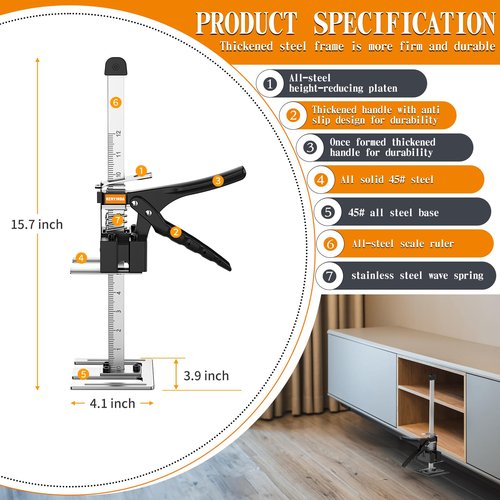 RENYINDA Labor-Saving Arm Jack Multifunctional Construction Jacks, Furniture Jacks,Lift Height 10 inches 300lb Load-Bearing for Installing Windows and Doors, Lifting Furniture, Woodworking Tools